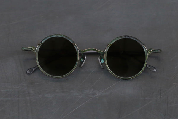 Rigards RG1199CU Series Beta Titanium Pure Copper Round Eyeglasses RG-RG1199CU-FCLP Emerald/Green Lenses